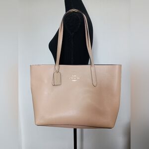 Coach Beige Leather Tote Bag